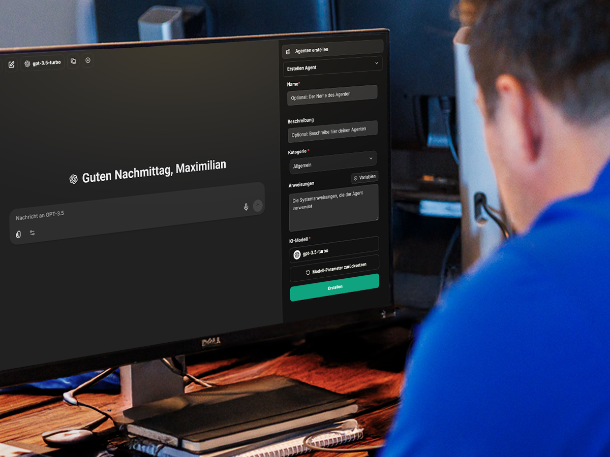 KI Chatbot Plattform im Einsatz basierend auf konfigurierten KI-Agenten